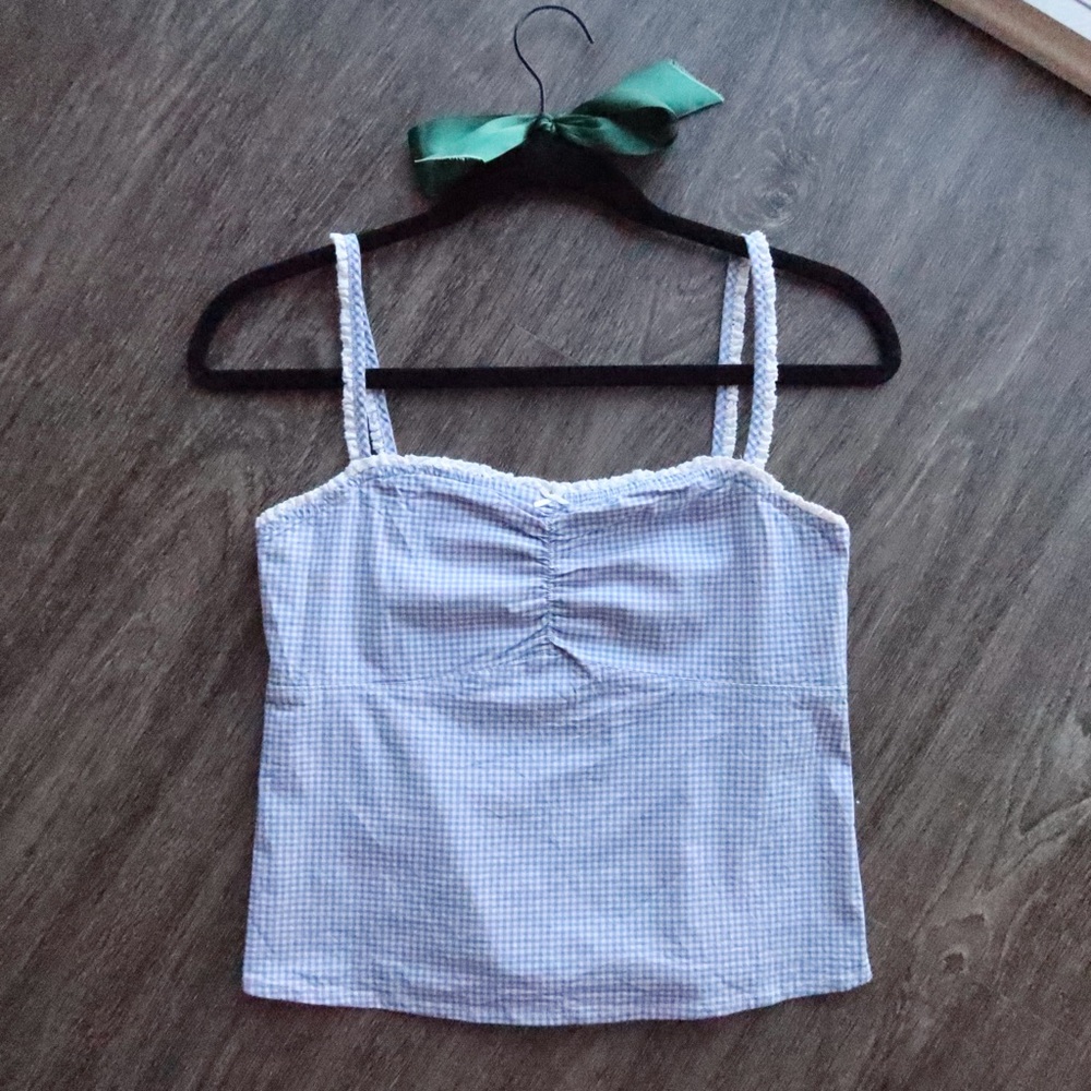 Brandy Melville blue and white check top